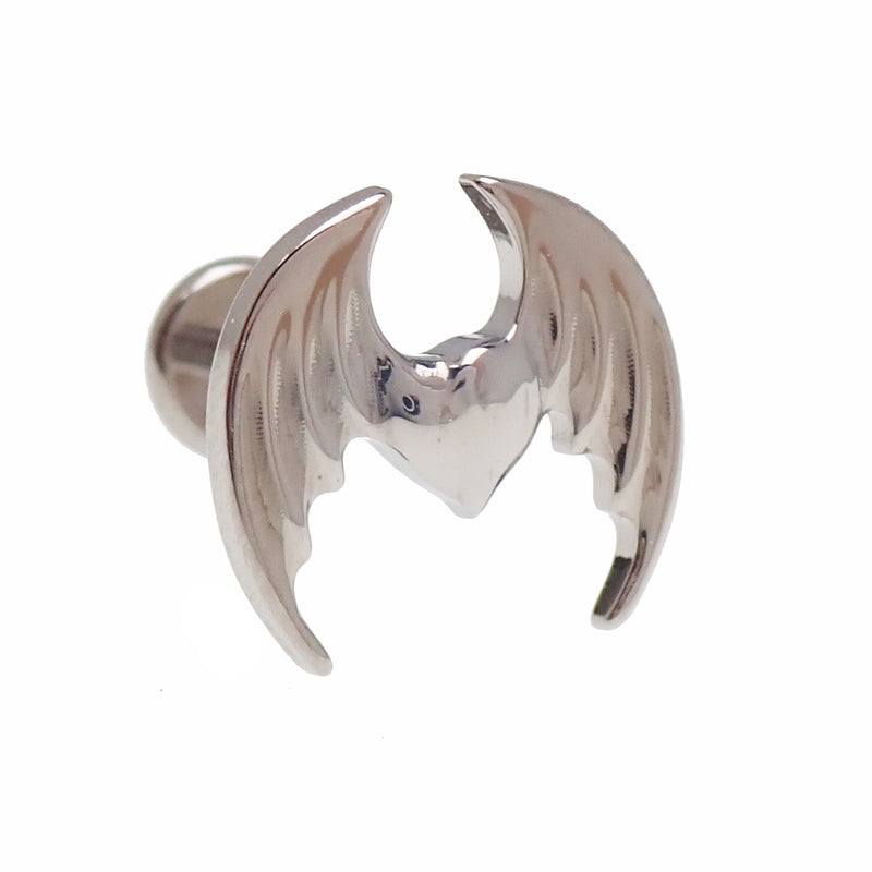 Body Clickers titanium winged heart internally threaded earrings in 14g, 16g, 18g with flatback design for piercing jewelry.