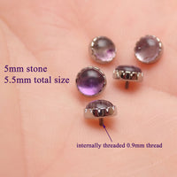 Body Clickers stained glass amethyst implant titanium earrings, 18g, 6mm internally threaded piercing jewelry, vibrant purple gemstone