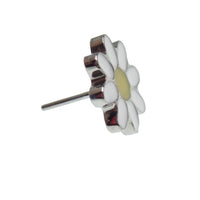 Daisy Fit titanium flatback piercing earrings in 14g to 20g, featuring a daisy design, from Body Clickers.