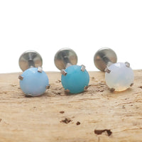 Opalite Trio Implant Titanium Flatback 18g, 16g, 14g - Body Clickers Body Jewelry