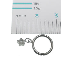 Clear CZ dangle star titanium hoop earring, 8mm, 16g, stylish earrings by Body Clickers featuring a star design.