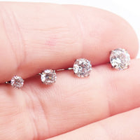 Implant grade titanium set of 4 star back CZ earrings, externally threaded, 16g, 8mm, by Body Clickers for pierced ears.