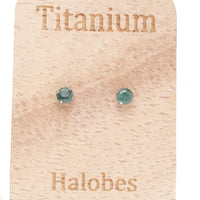 Body Clickers titanium Moss Agate earrings in 20g with natural green stone design, suitable for body piercing.