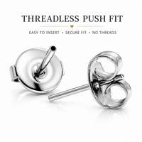 Pair of Body Clickers threadless earring backs in 20g for push fit tops, shown with silver-tone metal and secure fit design.