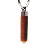 Titanium charm earrings with tiger's eye crystal, no hoops or rings, fits up to 16g hoops, by Body Clickers.