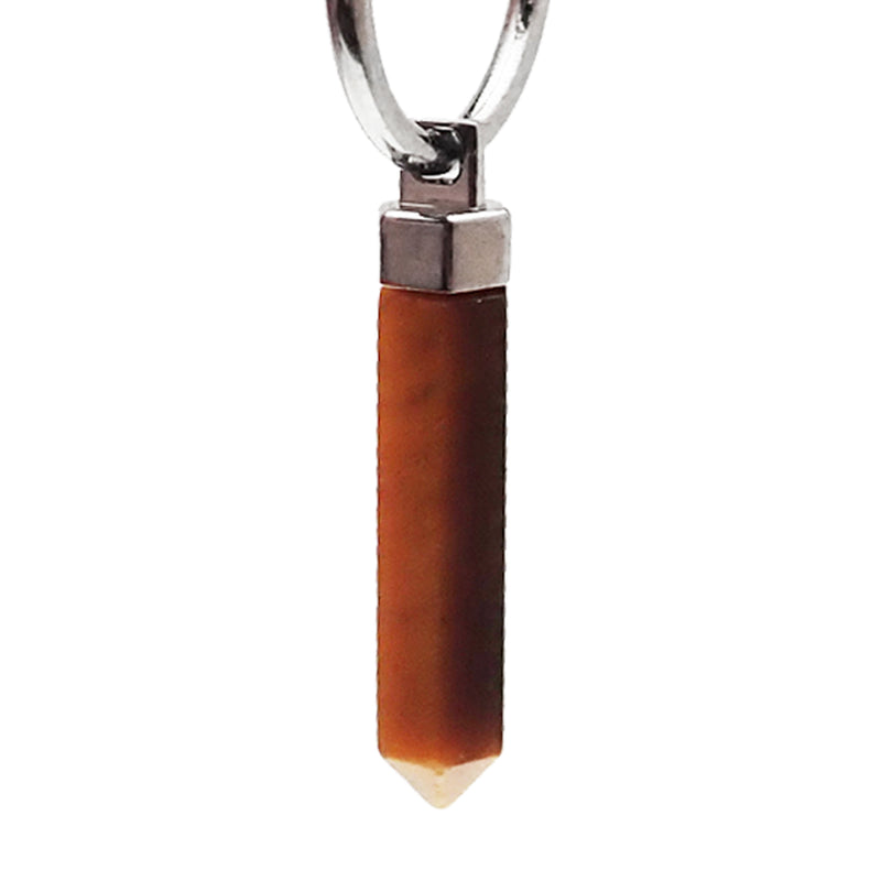 Titanium charm earrings with tiger's eye crystal, no hoops or rings, fits up to 16g hoops, by Body Clickers.
