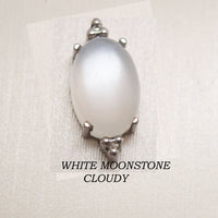 Sterling silver oval labret piercing earring with natural moonstone, suitable for 14g, 16g, or 18g ear piercings.