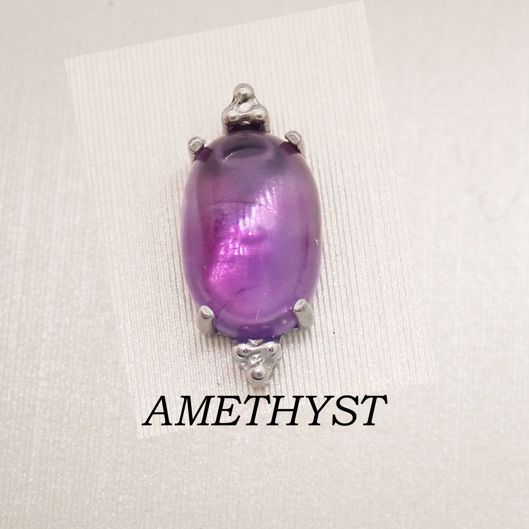 Titanium labret piercing earrings with natural amethyst oval flatback stone in 14g, 16g, and 18g sizes for body jewelry.