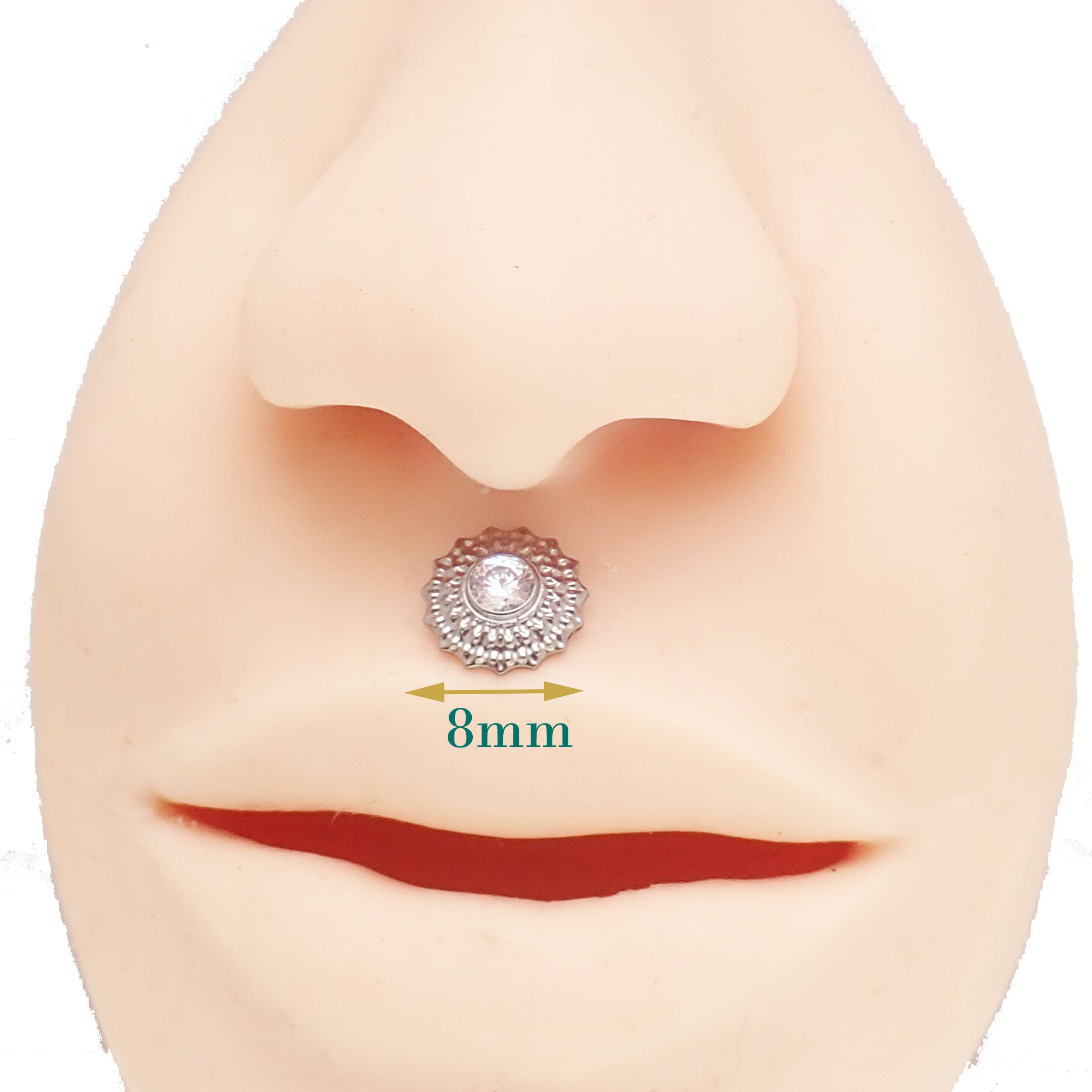 Implant Titanium Mandala CZ Flatback Piercing 18g, 16g, 14g