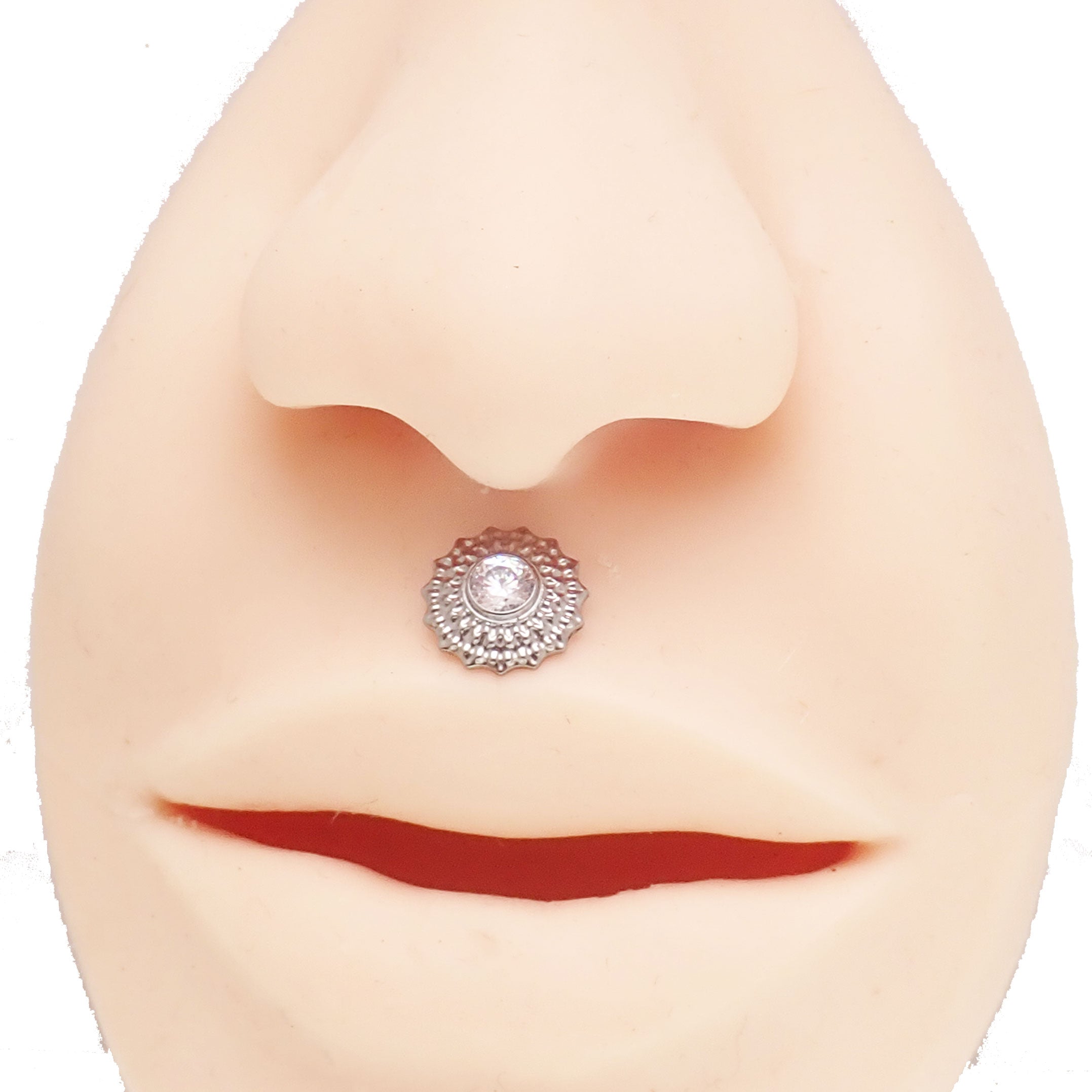 Implant Titanium Mandala CZ Flatback Piercing 18g, 16g, 14g
