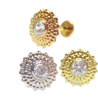 Implant Titanium Mandala CZ Flatback Piercing 18g, 16g, 14g