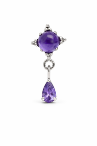 Titanium implant flatback body jewelry with amethyst natural stone, 18g, 6mm, internally threaded by Body Clickers