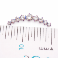 Body Clickers flatback helix curve implant with CZ studs, titanium material, internally threaded 0.9mm thread, 18g, 6mm size.