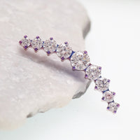 Body Clickers CZ studded helix curve implant flatback earring, titanium, internally threaded, 0.9mm thread, 6mm size.