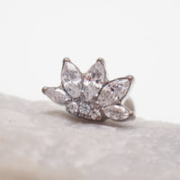 Implant Titanium CZ Lotus Leaf Flatback Piercing, Internally Threaded 18g, 16g, 14g