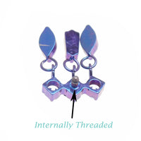 Titanium dangle CZ cluster flatback piercing by Body Clickers, internally threaded in 14g, 16g, and 18g sizes.