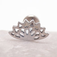 Implant Titanium Lotus Leaf Cutout Flatback Piercing, Internally Threaded 18g, 16g, 14g