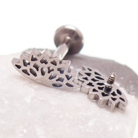 Implant Titanium Lotus Leaf Cutout Flatback Piercing, Internally Threaded 18g, 16g, 14g