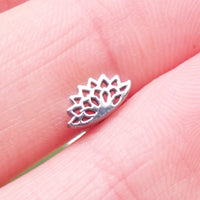 Implant Titanium Lotus Leaf Cutout Flatback Piercing, Internally Threaded 18g, 16g, 14g