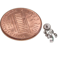 Implant Titanium Moss Agate Dangly Flatback Piercing, Internally Threaded 18g, 16g, 14g