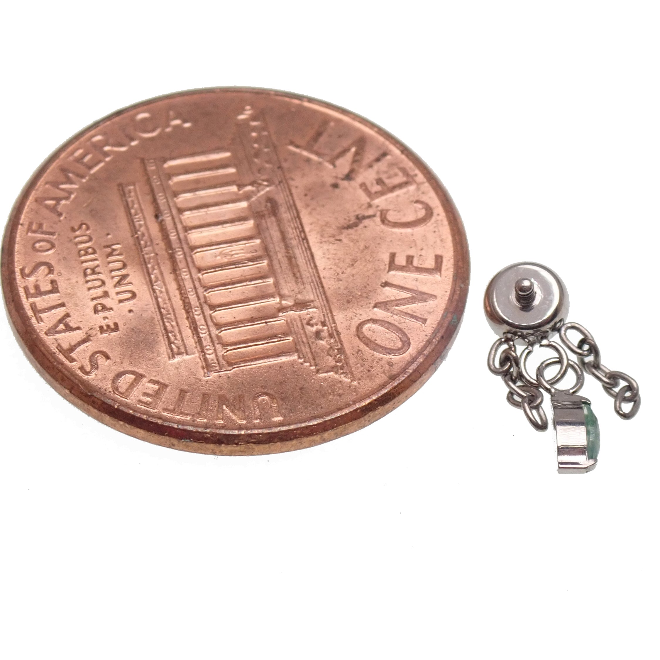 Implant Titanium Moss Agate Dangly Flatback Piercing, Internally Threaded 18g, 16g, 14g