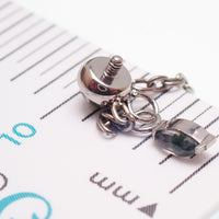 Implant Titanium Moss Agate Dangly Flatback Piercing, Internally Threaded 18g, 16g, 14g