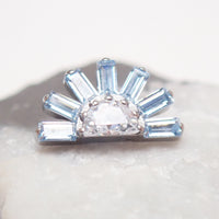 Implant Titanium CZ Sunrise Flatback Piercing, Internally Threaded 18g, 16g, 14g
