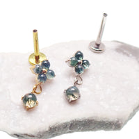 Implant Titanium Moss Agate Flatback Piercing, Internally Threaded 18g, 16g, 14g