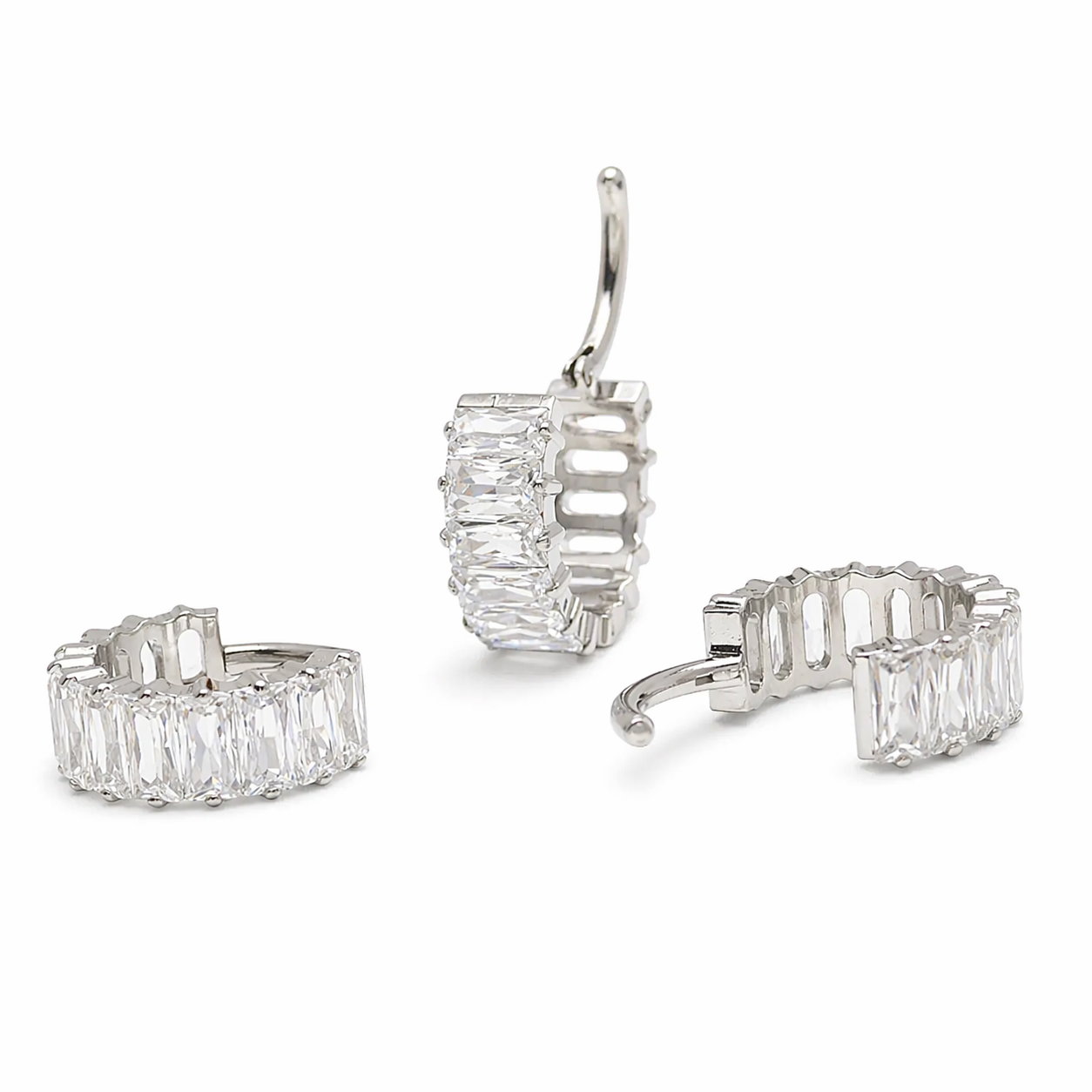 Body Clickers hinged clicker with chunky CZ stones, titanium material, 16g gauge, 8mm and 10mm sizes for body piercings