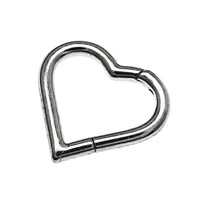Heart-shaped titanium hinged clicker 16g by Body Clickers, with an 8mm design and smooth, polished surface for body piercing.