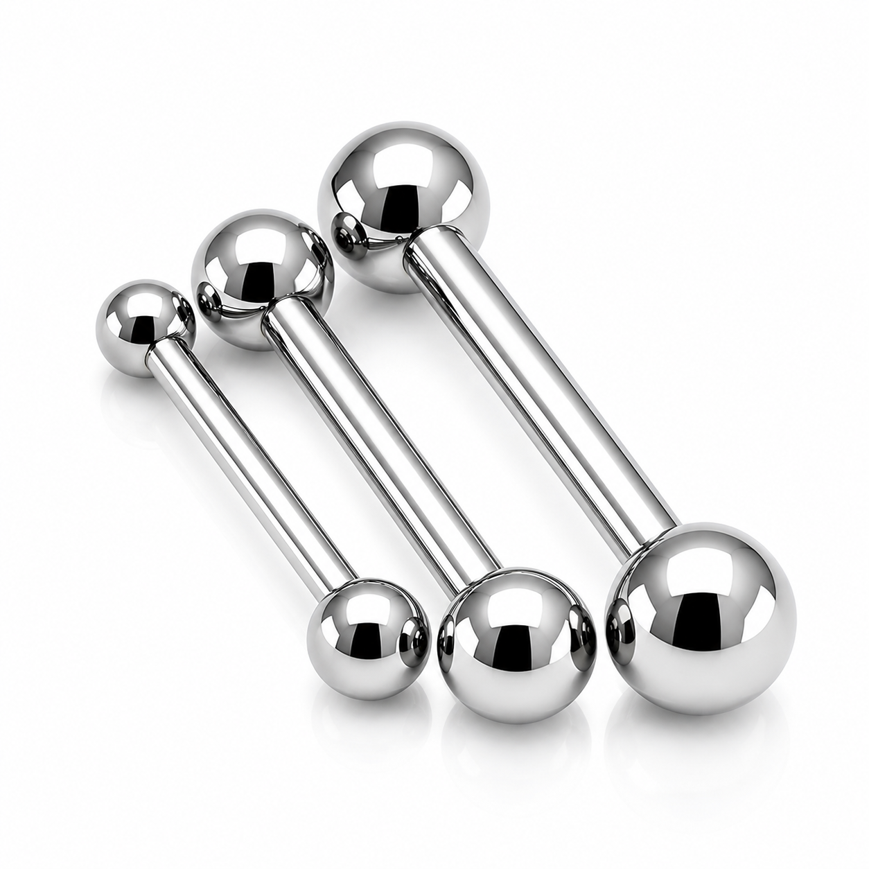 Push Fit Implant Titanium Basic Barbell by Body Clickers, industrial bar in 16g, 14g, and 12g with a 2mm diameter.