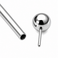 Body Clickers titanium industrial barbell with push-fit implant design in 12g, 14g, and 16g gauges, featuring 2mm diameter.