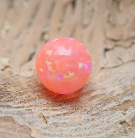 Ibiza Peach Opal Titanium Nipple Bar by Body Clickers, 14g and 12g, with 8mm bar length, featuring vibrant peach and opal accents.