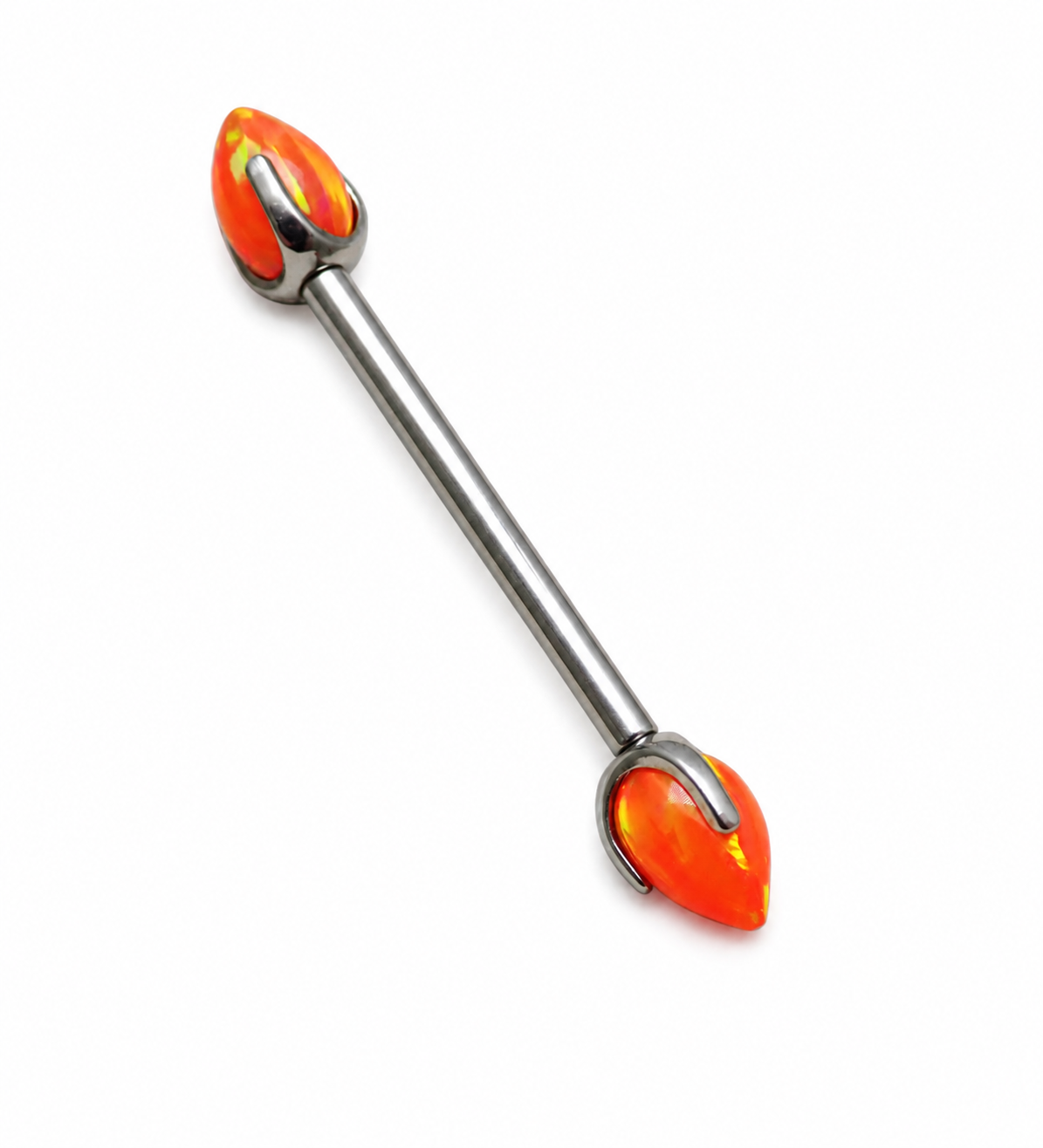 Titanium Push Fit Nipple Piercing with orange bullet cones, 16g, 12mm, by Body Clickers, featuring a secure push-fit design.