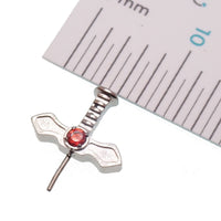 Body Clickers titanium dagger nipple piercing in 16g with 12mm push-fit, featuring detailed design for body jewelry enthusiasts.