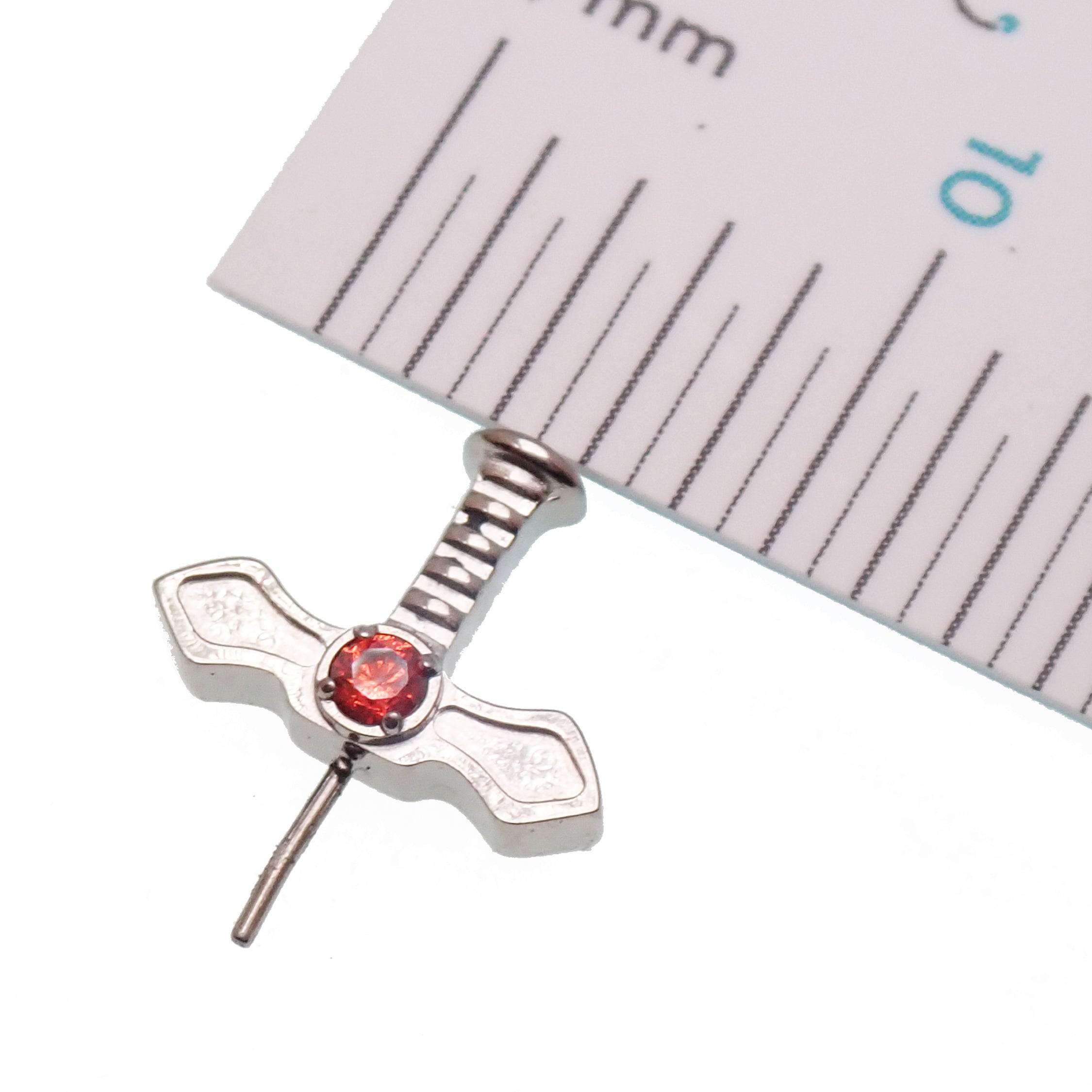 Body Clickers titanium dagger nipple piercing in 16g with 12mm push-fit, featuring detailed design for body jewelry enthusiasts.