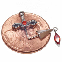 Detailed Dagger Nipple Piercing in titanium, Body Clickers, 12g, 14g, or 16g, with push-fit design and 12mm length.