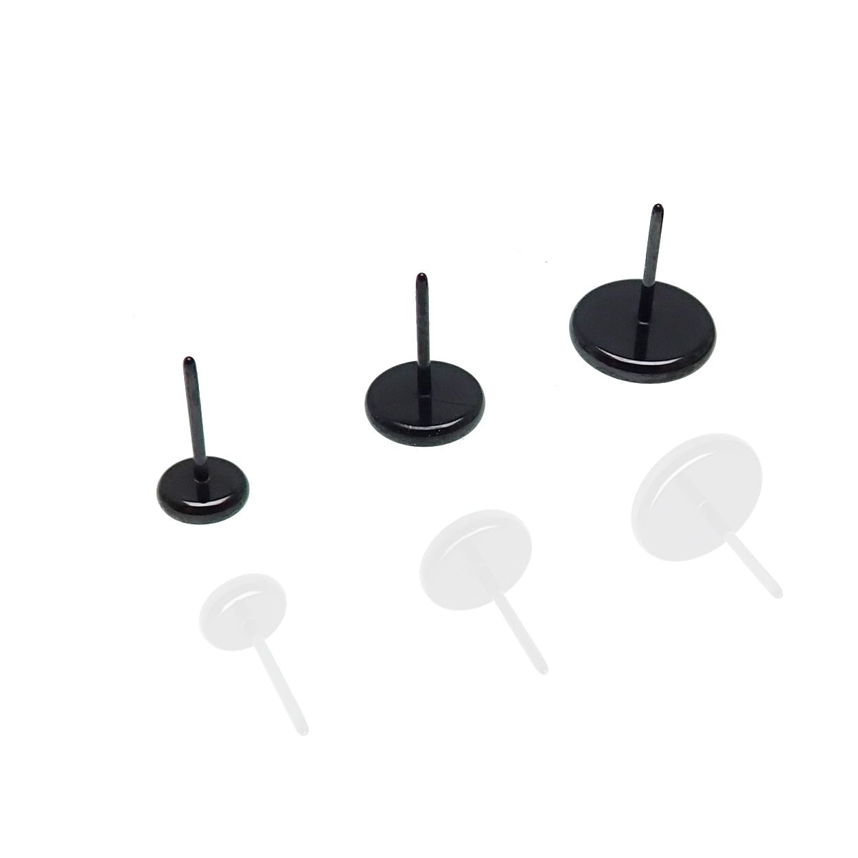 Black PVD titanium disc top for body piercing, push fit style, flat back design by Body Clickers.
