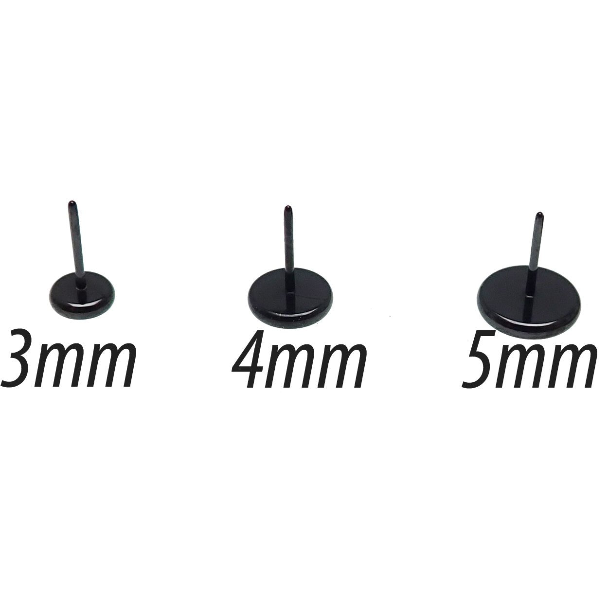 Black PVD titanium disc top for body jewelry, push-fit threadless design by Body Clickers, flat back and smooth finish.