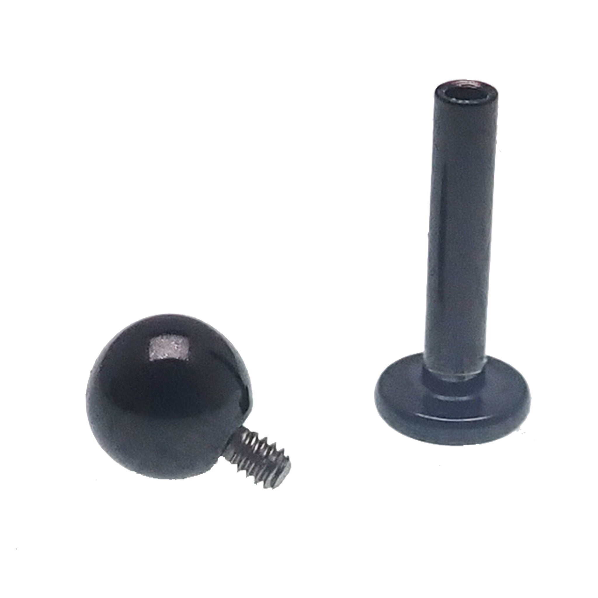 Black PVD titanium flat back lip ring, 14g, internally threaded, Body Clickers titanium flat back jewelry with 4mm size.