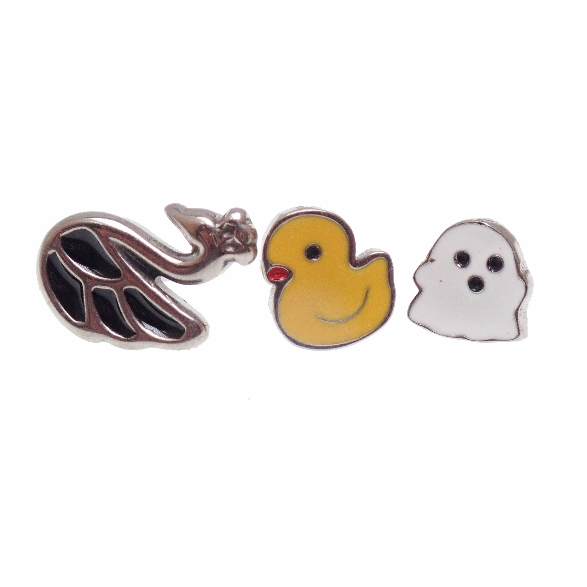 Titanium flat back implant-grade character push fit threadless tops in 14g to 20g from Body Clickers, featuring duck design.