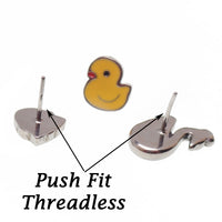 Titanium flat back implant grade character push fit threadless tops in 14g to 20g for body clickers piercings.