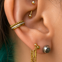 Titanium Clicker beaded CZ  piercing 16g, conch,septum,helix