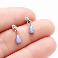 Implant grade Titanium Bubblegum fire opal & Clear CZ earrings- 20g Sold in Pairs