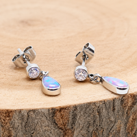 Implant grade Titanium Bubblegum fire opal & Clear CZ earrings- 20g Sold in Pairs