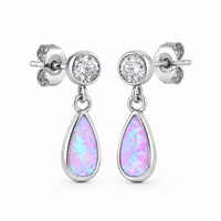 Implant grade Titanium Bubblegum fire opal & Clear CZ earrings- 20g Sold in Pairs