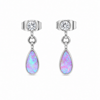 Implant grade Titanium Bubblegum fire opal & Clear CZ earrings- 20g Sold in Pairs