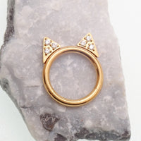 Implant Titanium Cat Ear CZ Hinged Clicker, Helix, conch