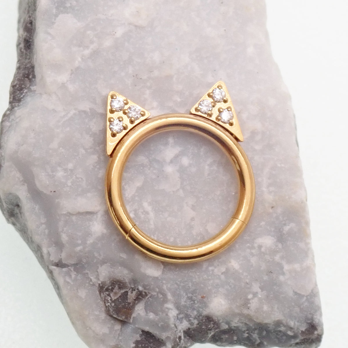 Implant Titanium Cat Ear CZ Hinged Clicker, Helix, conch