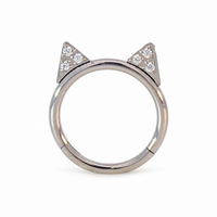 Implant Titanium Cat Ear CZ Hinged Clicker, Helix, conch
